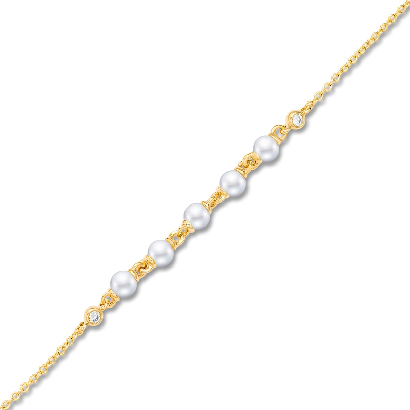 Children's Freshwater Cultured Pearl & Diamond Bracelet 14K Yellow Gold