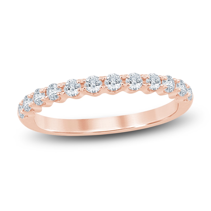 Diamond Scalloped Anniversary Ring 1/3 ct tw 14K Rose Gold