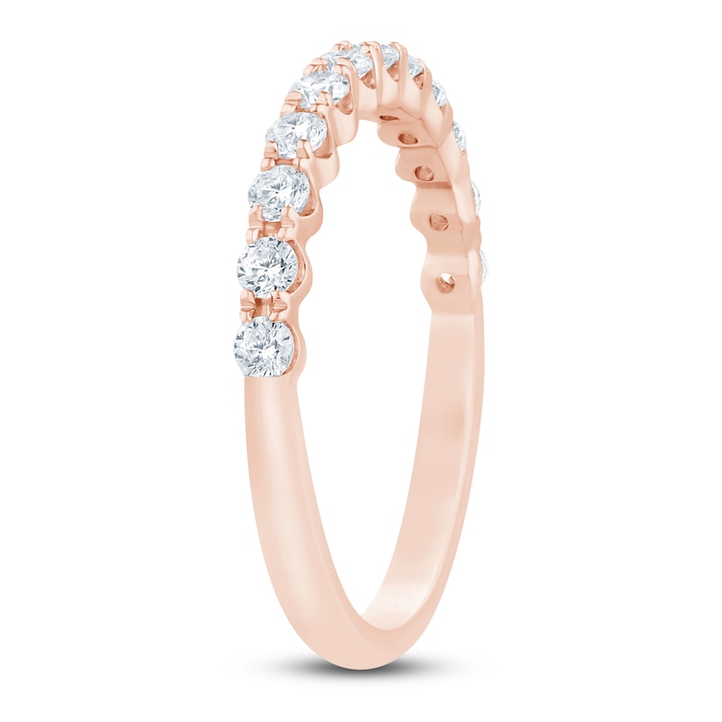 Diamond Scalloped Anniversary Ring 1/3 ct tw 14K Rose Gold