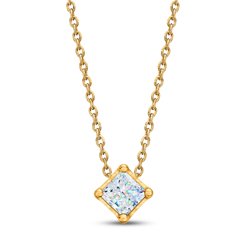 THE LEO First Light Diamond Solitaire Necklace 1/4 carat Princess 14K Yellow Gold 19" (I1/I)