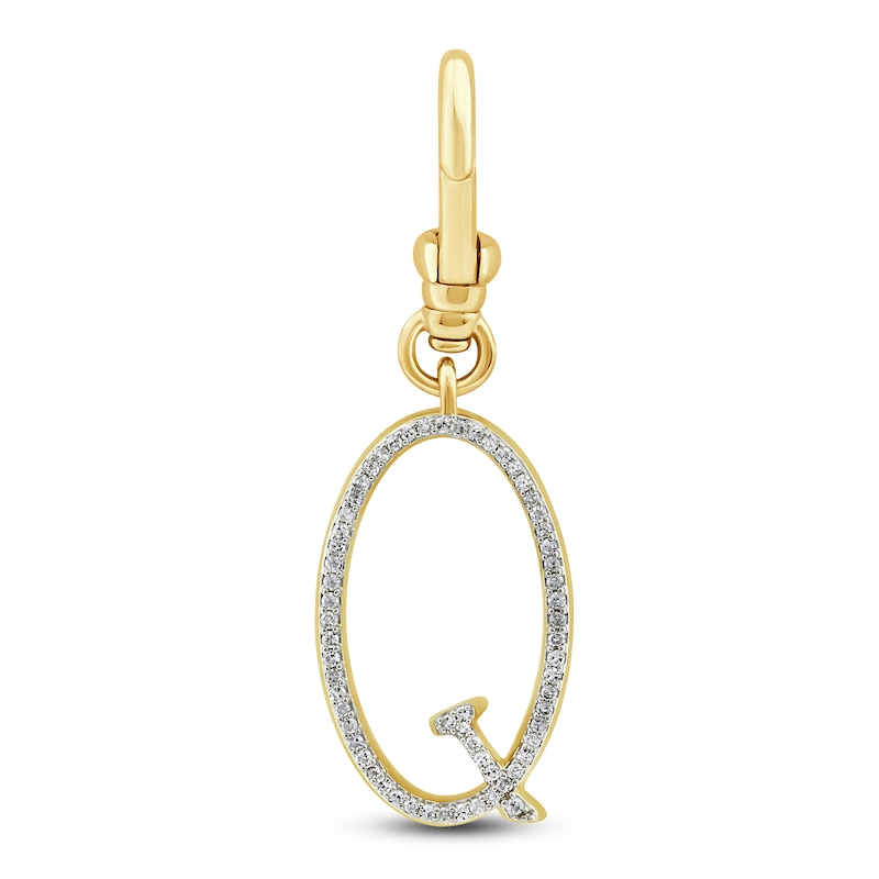 Charm'd by Lulu Frost Diamond Letter Q Charm 1/10 ct tw Pavé Round 10K Yellow Gold