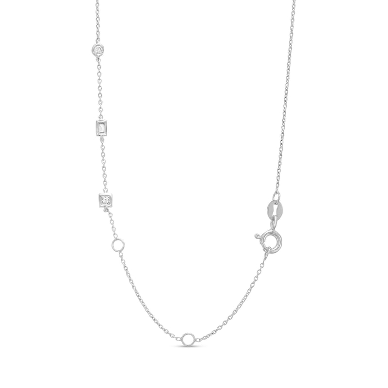 Kallati Diamond Pendant Necklace 5/8 ct tw Baguette/Round/Princess 14K White Gold 18.5"