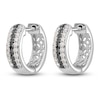 Thumbnail Image 1 of White & Black Diamond Huggie Earrings 1/4 ct tw Round 14K White Gold