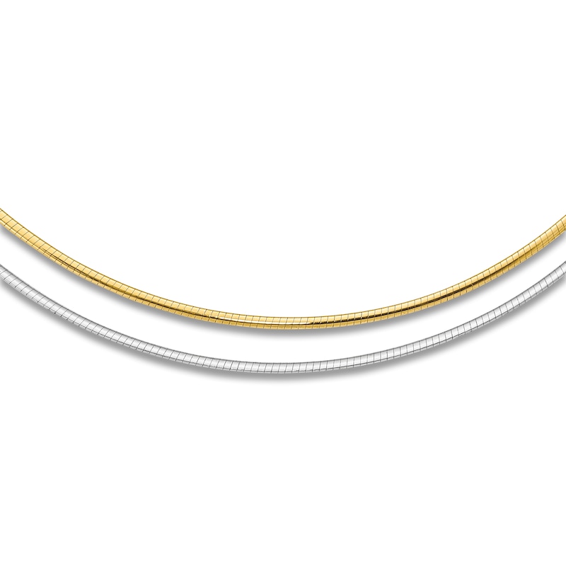Reversible Omega Chain Necklace 14K Two-Tone Gold 18" 2.0mm