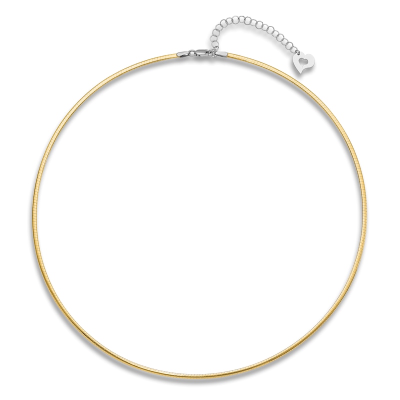 Reversible Omega Chain Necklace 14K Two-Tone Gold 18" 2.0mm