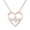 Thumbnail Image 0 of Heartbeat Necklace 1/10 ct tw Diamonds 10K Rose Gold Necklace