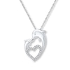 Thumbnail Image 0 of Dolphin Heart Necklace 1/8 ct tw Diamonds Sterling Silver