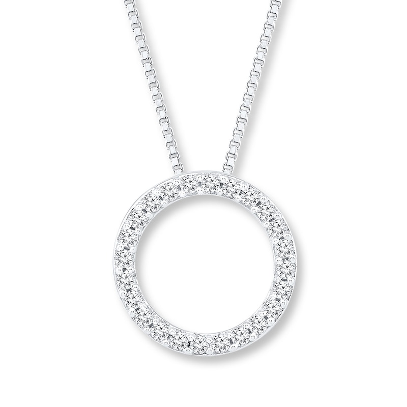 Diamond Circle Necklace 1 ct tw Round 14K White Gold