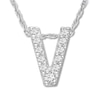 Thumbnail Image 0 of Diamond Initial V Necklace 1/20 ct tw Round 10K White Gold