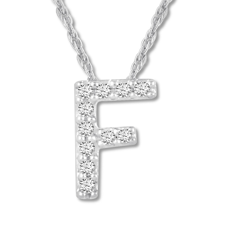 Diamond Initial F Necklace 1/20 ct tw Round 10K White Gold