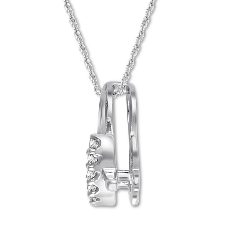 Diamond Ampersand Necklace 1/20 ct tw Round 14K White Gold