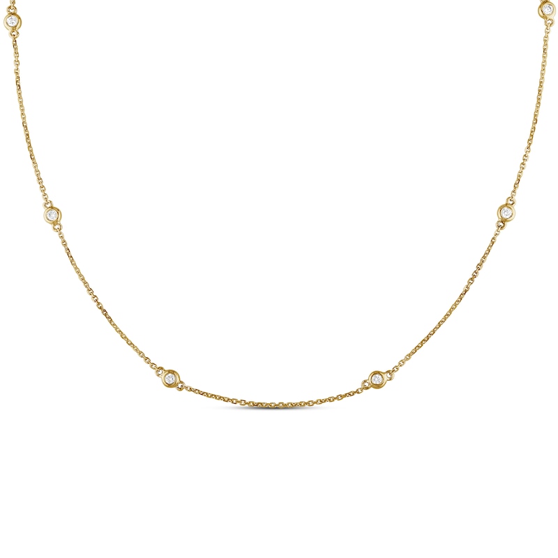 Diamond Station Necklace 1/4 carat tw Bezel-set 14K Yellow Gold