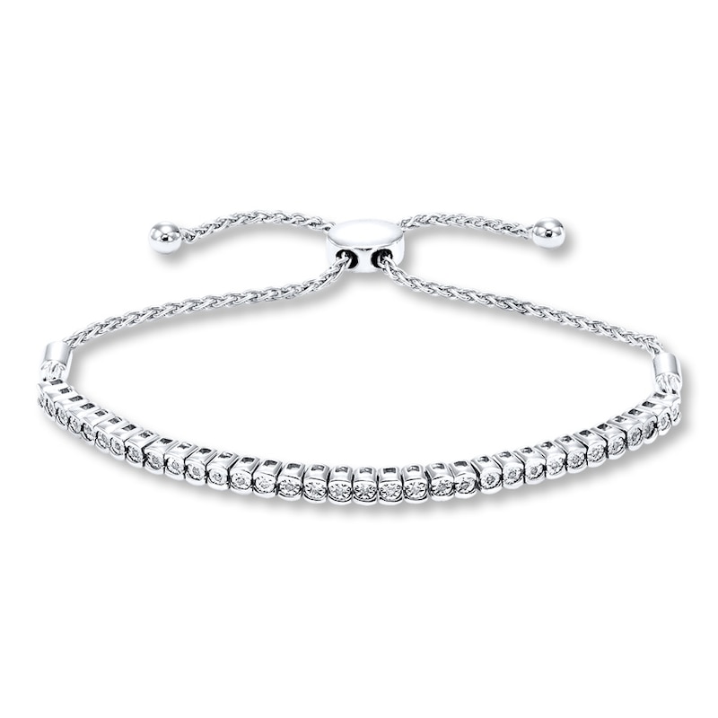 Diamond Bolo Bracelet 1/15 ct tw Round Sterling Silver