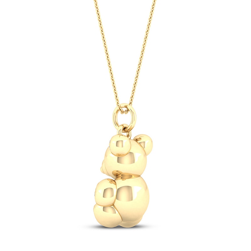 Bear Necklace 1/15 ct tw Diamonds Sterling Silver 14K Yellow Gold Plated