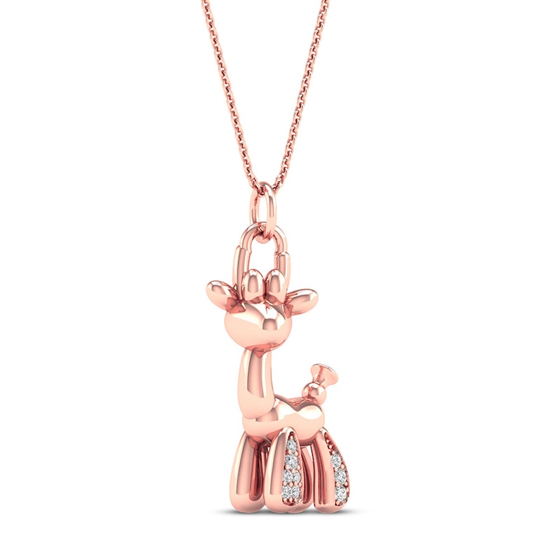 Diamond Giraffe Necklace 1/20 ct tw Sterling Silver 14K Rose Gold Plated