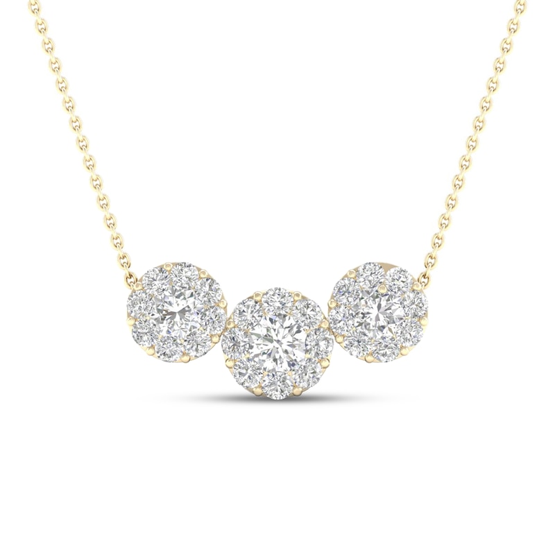 Three-Stone Diamond Necklace 1/2 ct tw Round 10K Yellow Gold