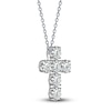 Thumbnail Image 1 of Diamond Cross Pendant Necklace 1 ct tw Round 14K White Gold 18"