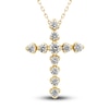 Thumbnail Image 0 of Diamond Cross Pendant Necklace 1 ct tw Round 14K Yellow Gold