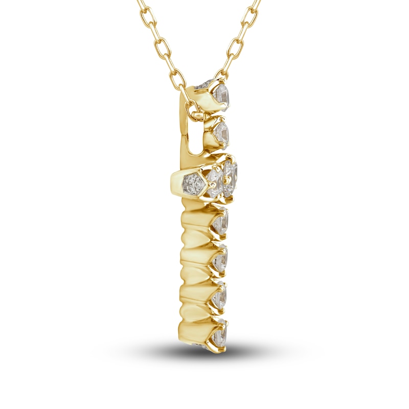 Diamond Cross Pendant Necklace 1 ct tw Round 14K Yellow Gold
