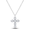 Thumbnail Image 0 of Shy Creation Diamond Cross Pendant Necklace 1 ct tw Round 14K White Gold 18" SC55021387