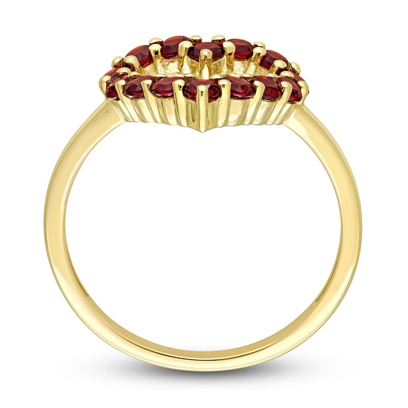 Natural Garnet Heart Ring 10K Yellow Gold