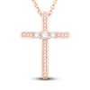 Thumbnail Image 0 of Diamond Cross Pendant Necklace 1/3 ct tw Round 14K Rose Gold 18"