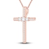 Thumbnail Image 2 of Diamond Cross Pendant Necklace 1/3 ct tw Round 14K Rose Gold 18"