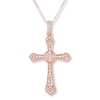Thumbnail Image 0 of Diamond Cross Necklace 1/4 ct tw Round 14K Rose Gold
