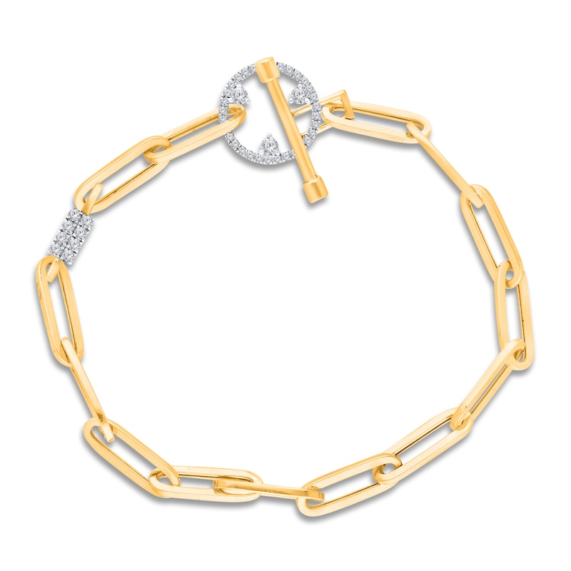 Kallati Diamond Toggle Bracelet 1/3 ct tw Round 14K Yellow Gold 7"