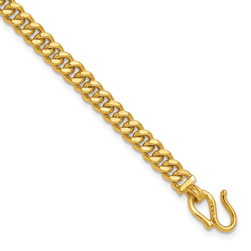 High-Polish Curb Chain Bracelet 24K Yellow Gold 7.5" 5.0mm
