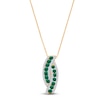 Thumbnail Image 2 of Kallati Emerald & Diamond Curve Necklace 3/8 ct tw 14K Yellow Gold 18"