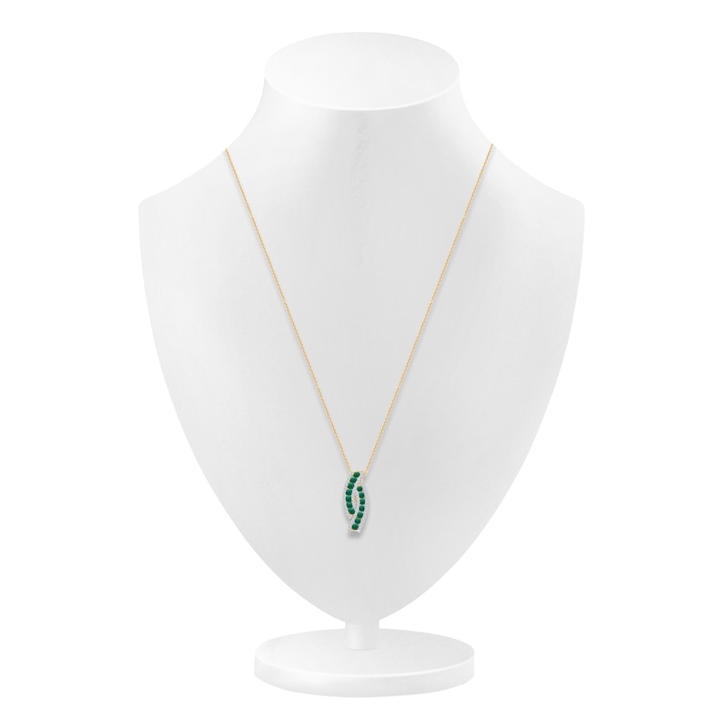 Kallati Emerald & Diamond Curve Necklace 3/8 ct tw 14K Yellow Gold 18"