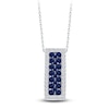 Thumbnail Image 0 of Kallati Blue Natural Sapphire & Diamond Pendant Necklace 1/3 ct tw Round 14K White Gold 18"