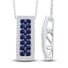 Thumbnail Image 1 of Kallati Blue Natural Sapphire & Diamond Pendant Necklace 1/3 ct tw Round 14K White Gold 18"