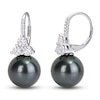 Thumbnail Image 0 of Tahitian Cultured Freshwater Pearl & White Lab-Created Sapphire Earrings 1/20 ct tw Round 10K White Gold