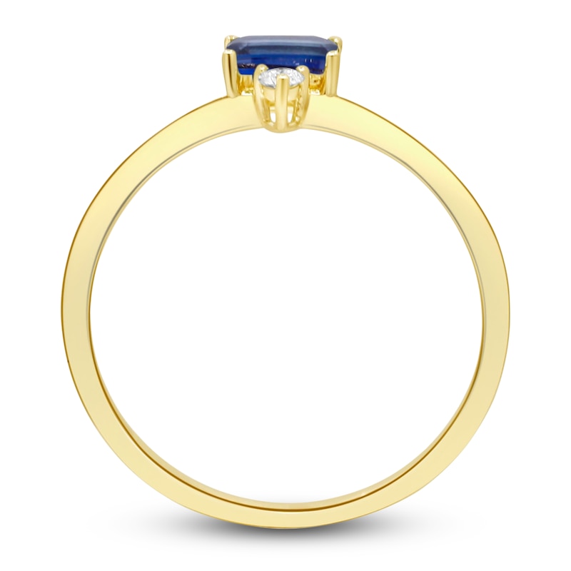 Natural Blue Sapphire Ring 1/20 ct tw Diamonds 14K Yellow Gold