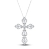 Thumbnail Image 0 of Diamond Cross Pendant Necklace 1 ct tw Round/Marquise 14K White Gold 18"