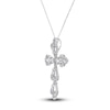 Thumbnail Image 1 of Diamond Cross Pendant Necklace 1 ct tw Round/Marquise 14K White Gold 18"