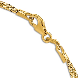 Double Strand Beaded Chain Necklace 14K Yellow Gold 17