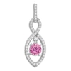 Thumbnail Image 0 of Pink Lab-Created Sapphire Pendant Necklace Charm 3/8 ct tw Diamonds 14K White Gold