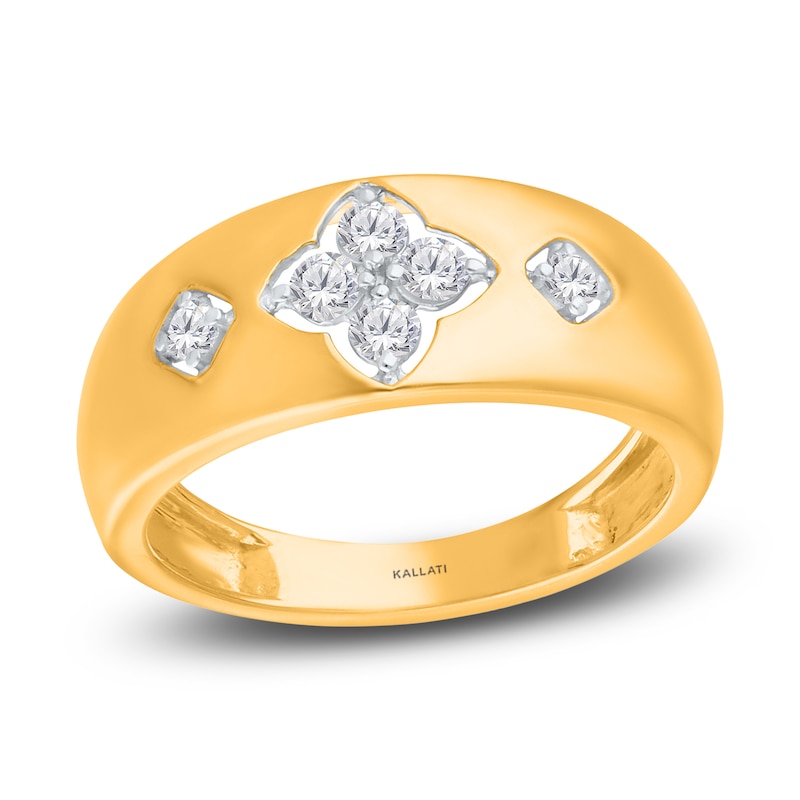 Kallati Diamond Clover Ring 1/4 ct tw Round 14K Yellow Gold