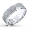 Thumbnail Image 1 of Faceted Wedding Band White Tungsten Carbide 7mm