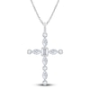 Thumbnail Image 0 of Diamond Cross Pendant Necklace 1 ct tw Emerald/Marquise/Round 14K White Gold 18"