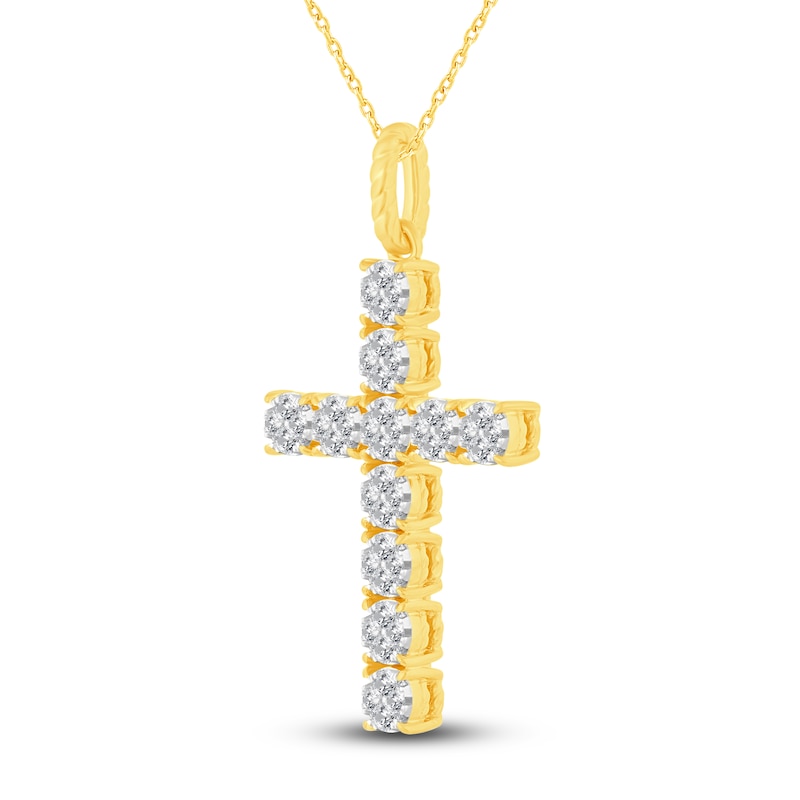 Diamond Cross Pendant Necklace 1-1/4 ct tw 14K Yellow Gold