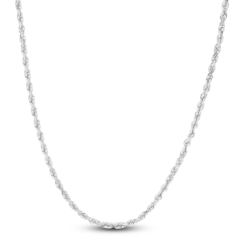 Solid Diamond-Cut Rope Chain Necklace 14K White Gold 20" 2.0mm