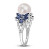 Thumbnail Image 1 of Freshwater Cultured Pearl & Natural Blue Sapphire Ring 1/8 ct tw Diamonds 14K White Gold