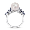 Thumbnail Image 2 of Freshwater Cultured Pearl & Natural Blue Sapphire Ring 1/8 ct tw Diamonds 14K White Gold