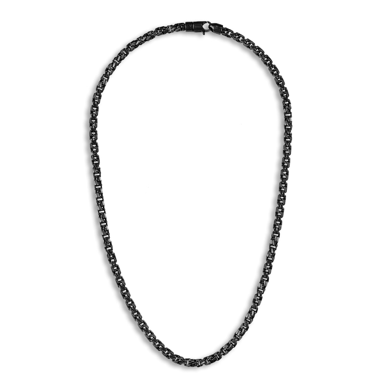 1933 by Esquire Men's Solid Twisted Box Chain Necklace Black Ruthenium-Plated Sterling Silver 22" 5mm