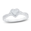 Thumbnail Image 0 of Multi-Diamond Heart Halo Promise Ring 1/5 ct tw 10K White Gold