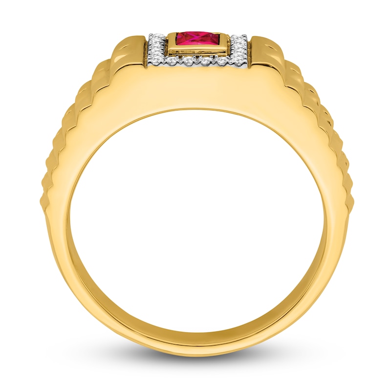 Men's Natural Ruby Ring 1/8 ct tw Round 14K Yellow Gold